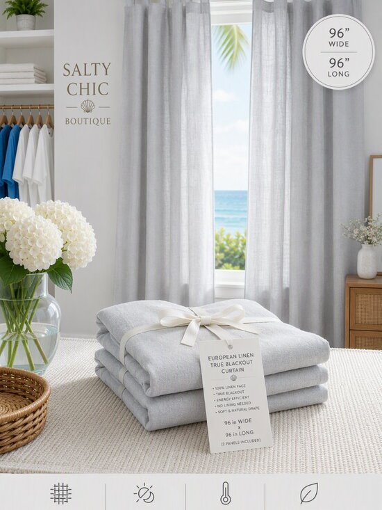 Quince Other - Quince European Luxe Linen  Curtain Panel Cloud 48x96 (one panel) #537